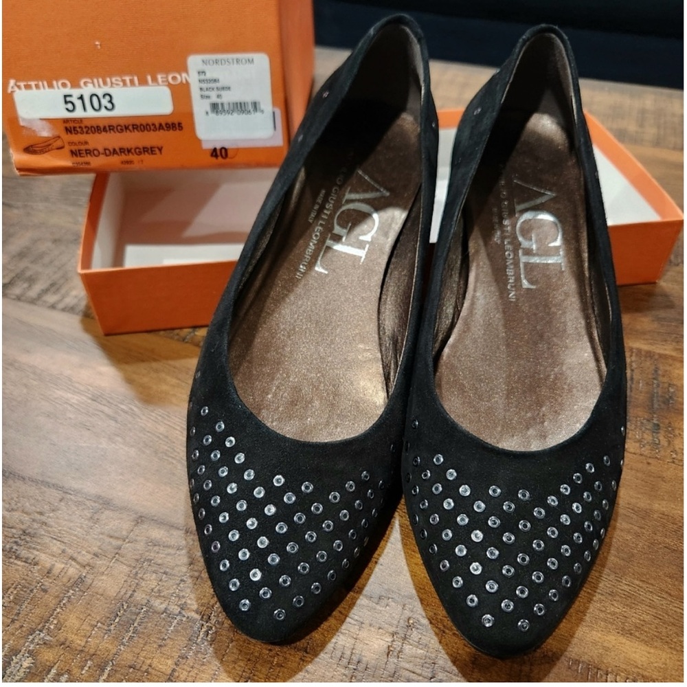 AGL studded suede flats